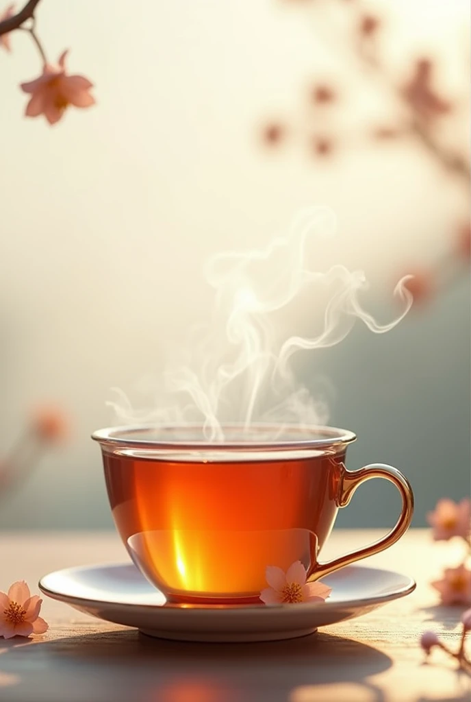 cup of tea with a glass jar next to it with aromatic plants



