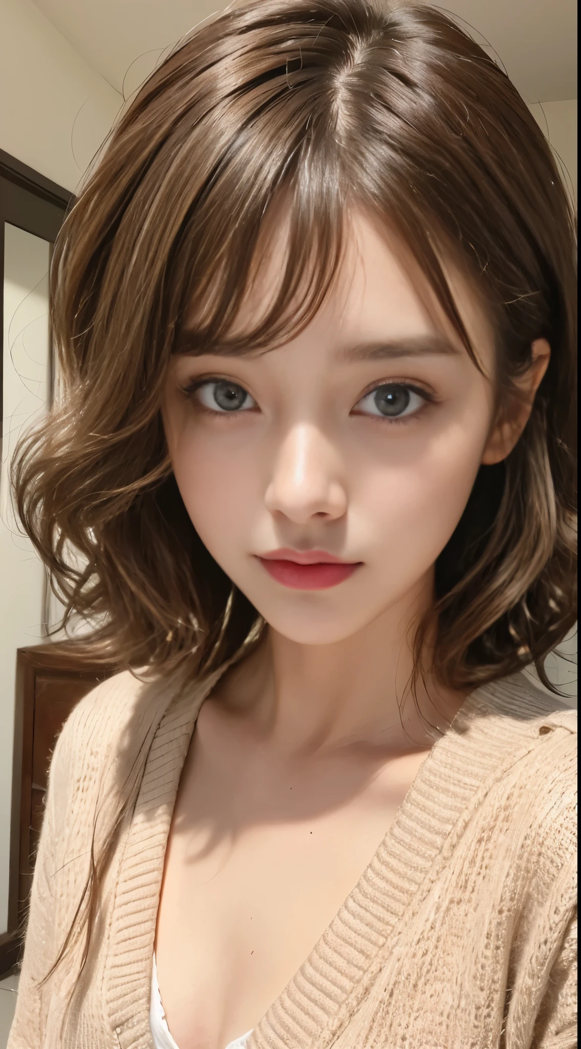 beautiful detailed eyes,longeyelashes,beautiful detailed lips,extremely detailed eyes and face,girl in bathroom,portrait,beautiful lighting,makeup artist,girl in bathroom with mirror,high fashion photography,professional lighting,colorful makeup,shiny lip gloss,[highres],[realistic:1.37],vivid colors,soft tones sexy face curly hair style 
