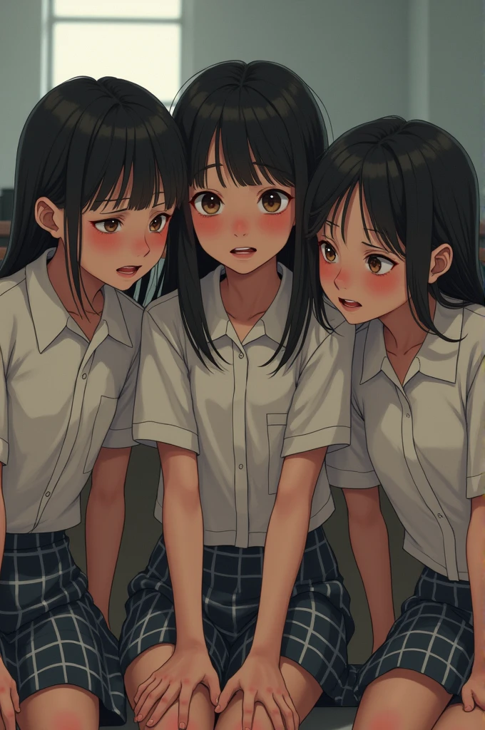 Three s、Wearing a very short mini skirt、Panty exposure emphasis
