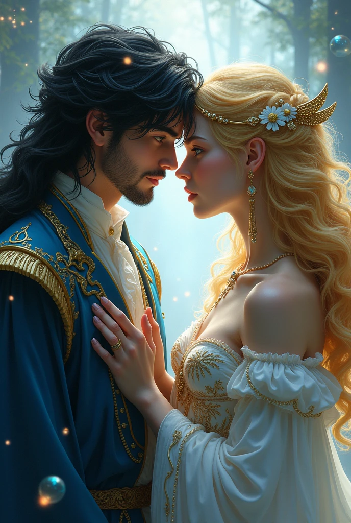 Make a couple, the woman based on sleeping beauty and the man based on the male version of maleficent, similar to Malleus Dracconia from Twisted Wonderland.