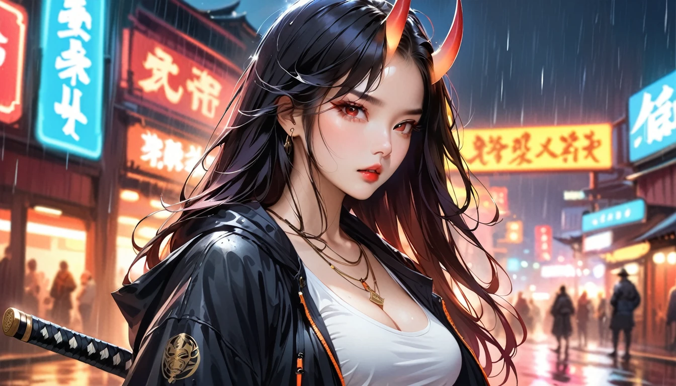 best qualtiy，tmasterpiece，超高分辨率，（realisticlying：1.4），xiuxian，arma，Detal Face，huge tit，1girll，独奏，arma，，（Magical Circle：1.2），xiuxian，The upper part of the body，a beauty girl，full bodyesbian，naked private parts，east asian architecture，Jacket，buliding，