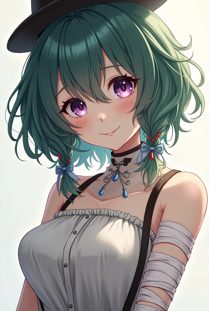 best quality, masterpiece, highres, solo, {hikawa_hina_bangdream:1.15}, aqua_hair, green_eyes, short_hair, smile, bow, braid, blush, hair_bow, side_braids, twin_braids, open_mouth, bangs, 1girl, collarbone, long_sleeves, looking_at_viewer, off_shoulder, upper_body, yellow_bow, head_rest, shirt, bare_shoulders, hand_on_own_cheek, hand_on_own_face, open_shirt, simple_background, underwear, white_background, white_shirt