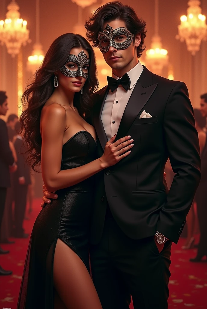 Create a book cover, a casino tycoon and a masked nightclub dancer, the woman wears a sensual outfit, the lips painted red. place elements like playing cards, pole dance