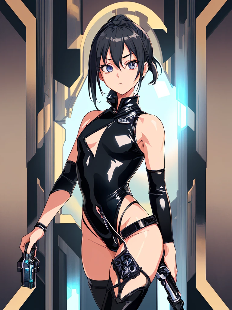 ninja boy like a beautiful girl, anime art,((((cute and beautiful face, male, covered penis, testicles, bulge, solo, leotard, fusion of Sci-fi combat costume and leotard and v front extra high leg and cool design costume, )))),(((standing, cowboy shot, long pony tail, black hair))),(high detailr face, high detailr eye, masterpiece}}}}}},{{{{best quality}}}},{{all intricate}},perfect composition, 8k, high quality, sharp focus, solo, digital art,
