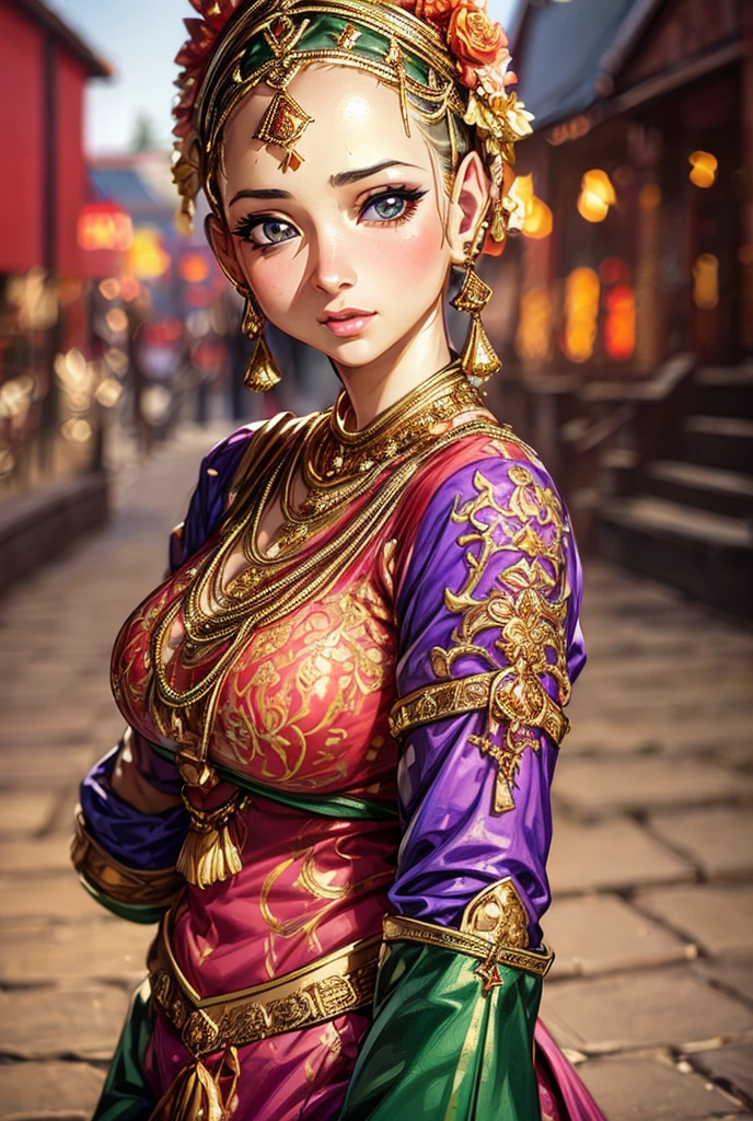 gorgeous village girl, 1 girl, beautiful detailed eyes, beautiful detailed lips, extremely detailed face and skin, intricate hairstyle, traditional village clothing, pastoral countryside background, golden hour lighting, dramatic lighting, cinematic composition, highly detailed, 8k, photorealistic, masterpiece, digital painting, vivid colors, warm color palette