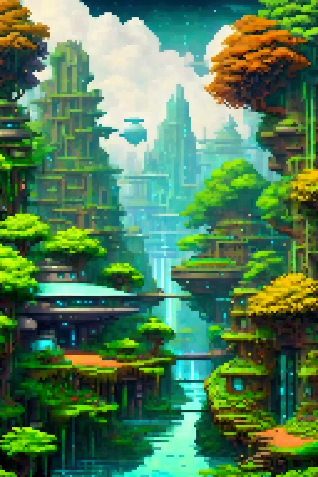 landscape in pixel art format