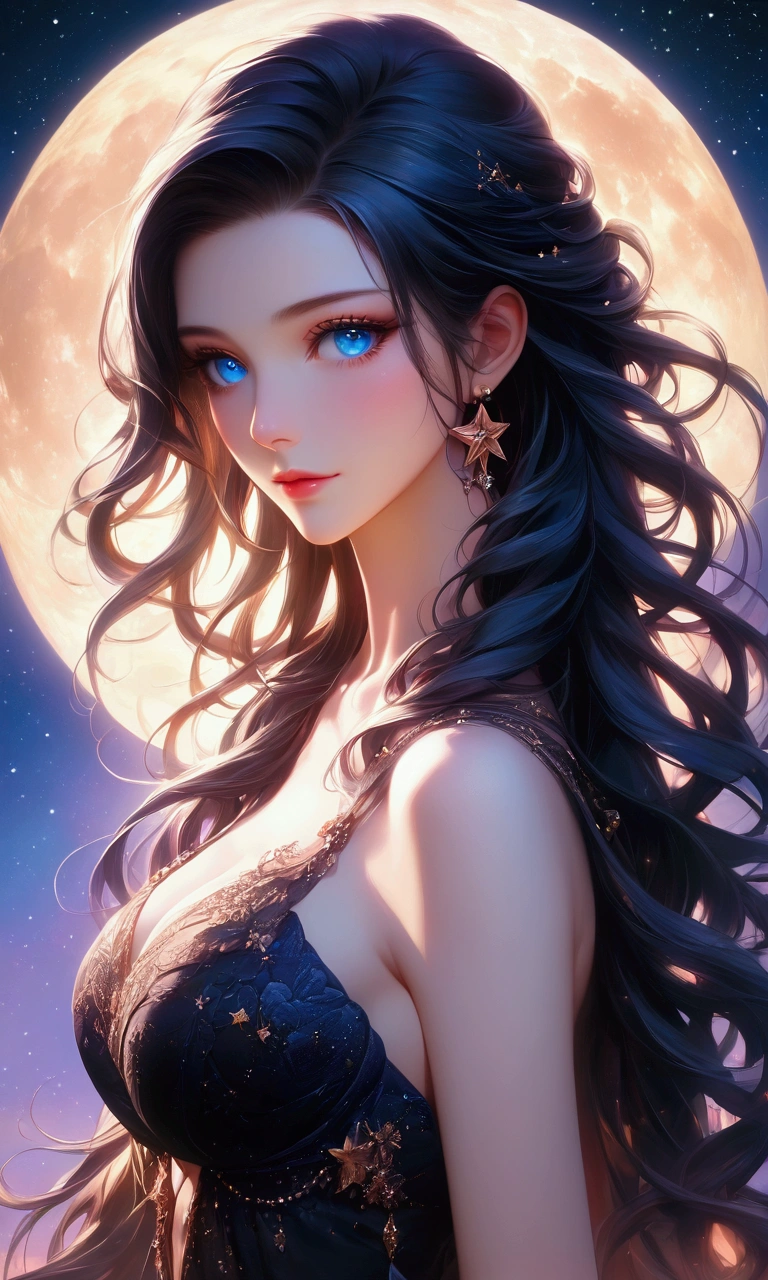 masterpiece、highest quality、High resolution、High-quality images、8k, 1 female、Skin luster、Texture of skin and clothing、Expression of fine eyes、Shiny black hair,Long Hair Girl, Manga inspired by Lee Jong-suk, Trending on deviantart, realism, detailed manga style, Manga art style, Perfect Line Drawing, Beautiful line art, digital manga art girl, K-POPアイドル, dress, Beautiful purple eyes, Fuller lips, Gorgeous face with attention to detail, (Cute Smile), charm, Innocent, Side view, (Perfectly detailed face), (Beautiful Hands) Photorealistic images, Written boundary depth, Half-up hairstyle, シンデレラdress , tiara, cloud,Sky Sky,night ,star, garden,Rose,The skin is delicate,