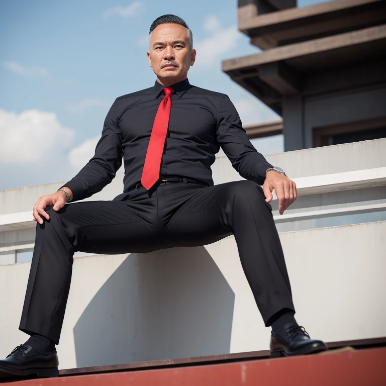 30 years old,One Man,Black bodysuit、Shocker Belt、Combatant、With a handgun on his hip、corridor、To squat with legs open at the door、,,logic,Gay ,Very short hair、 ,Asian Faces,、The crotch area of my trousers is swollen Handsome