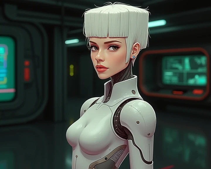 profile、female Stormtrooper、50 years old, gray hair, Upper Body、Simple Background、solo、Large Breasts