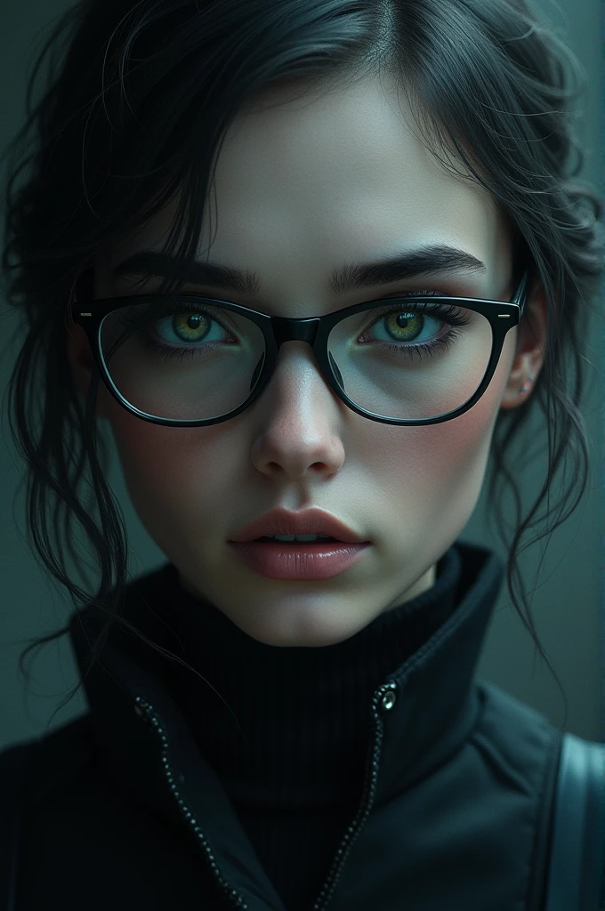 face with smile, Athletic, Very detailed green eyes, face with well-defined chin, Barba, Barba、hero with glasses、white coat worn by scientists、standing alone、There are also researchers、corpo Athletic, there are scientists、Postgraduate、trunk、 highest quallity、work of art、ultra high resolution、(Photoreal: 1.4),] in 8K, Game poster