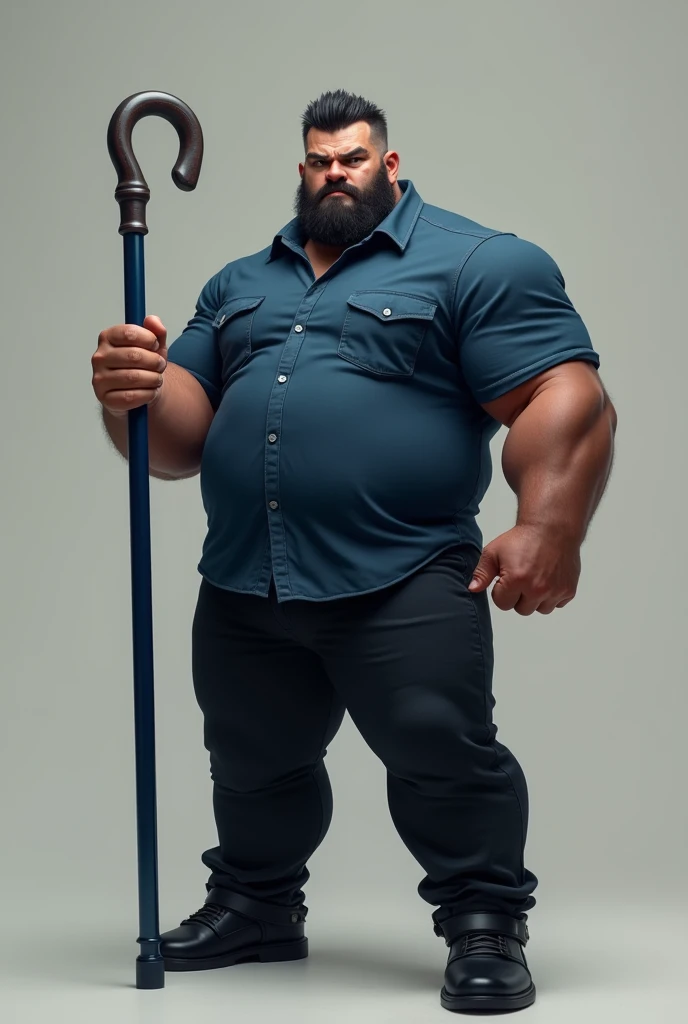 Very fat and muscular janitor dirty in his underwear