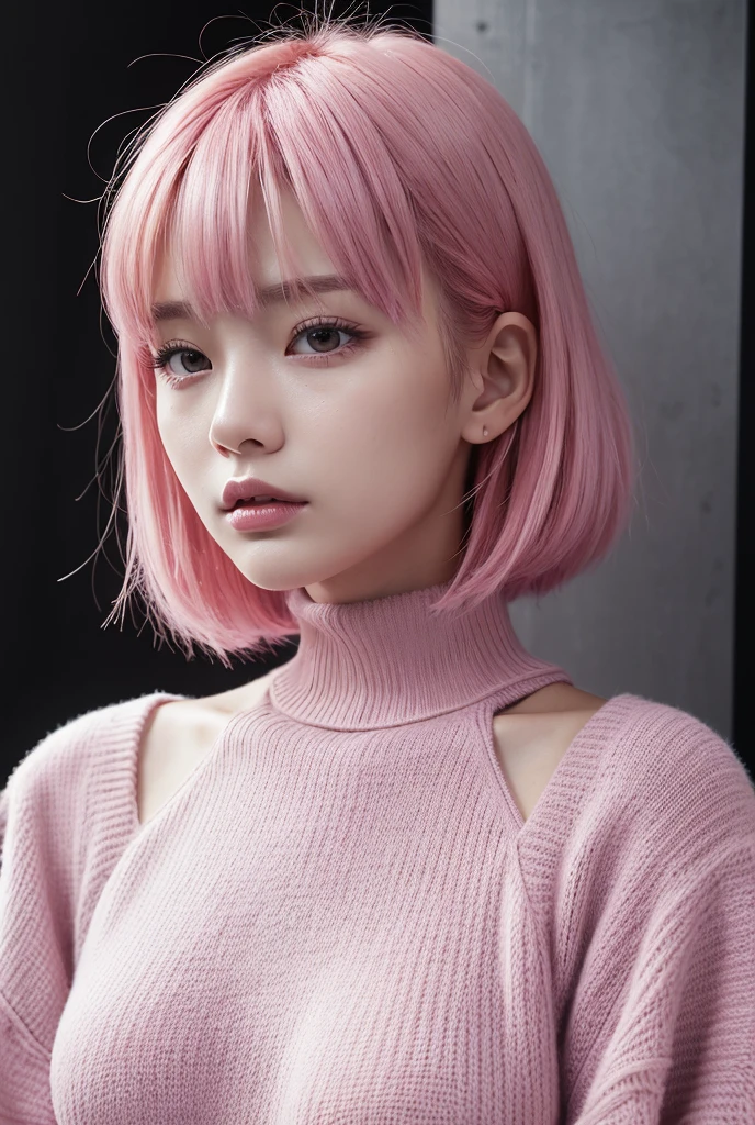 1girl,huge breast, pink hair,high quality, ultra detailed, masterpiece, realistic