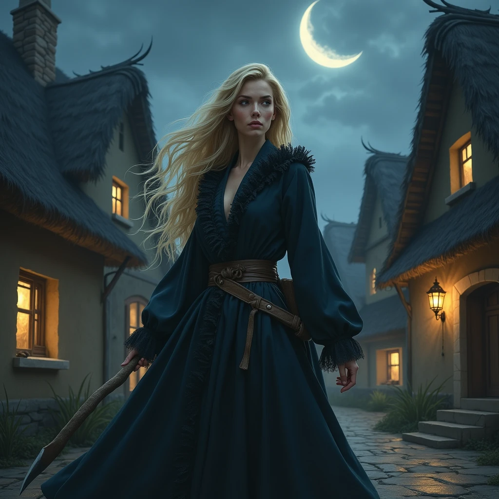 A girl with beautiful detailed eyes is standing in a dark and eerie garden at night. The garden is filled with horrifying creatures like a slime creature. The scene is immersed in a horror atmosphere with dark shadows and mysterious elements. The color scheme of the image is dominated by black and blue, creating a chilling and eerie mood. The lighting in the scene is moody and adds to the overall atmosphere. The image is of the best quality, with ultra-detailed elements and sharp focus, giving a realistic appearance. The fusion of Thor's power adds to the intensity and drama of the scene.