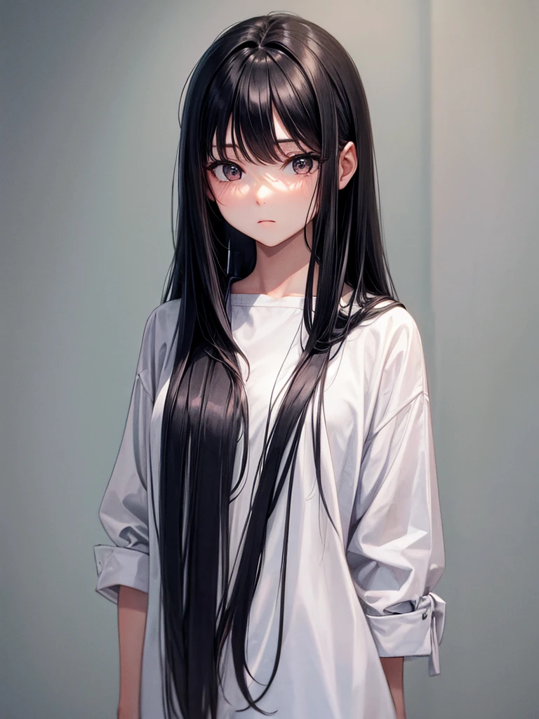 anime girl with long black hair and white shirt posing, anime girl with long hair, ilya kuvshinov with long hair, seductive anime girl, anime moe artstyle, attractive anime girl, beautiful anime girl, (anime girl), digital anime art!!, smooth anime cg art, digital anime illustration, beautiful alluring anime teen, pretty anime girl