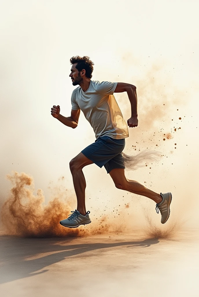 A logo for a fitness app, dynamic running figure, energetic colors (red, orange, glitter)., white background. Lamp Film Photography, Sharp Focus, Contrast Lighting, Detailed Skin, 8k High Resolution, Crazy Detail, Realistic, Professional Photography, UHD, SLR CAM, Soft Lighting, High Quality, style Fujifilm XT3.