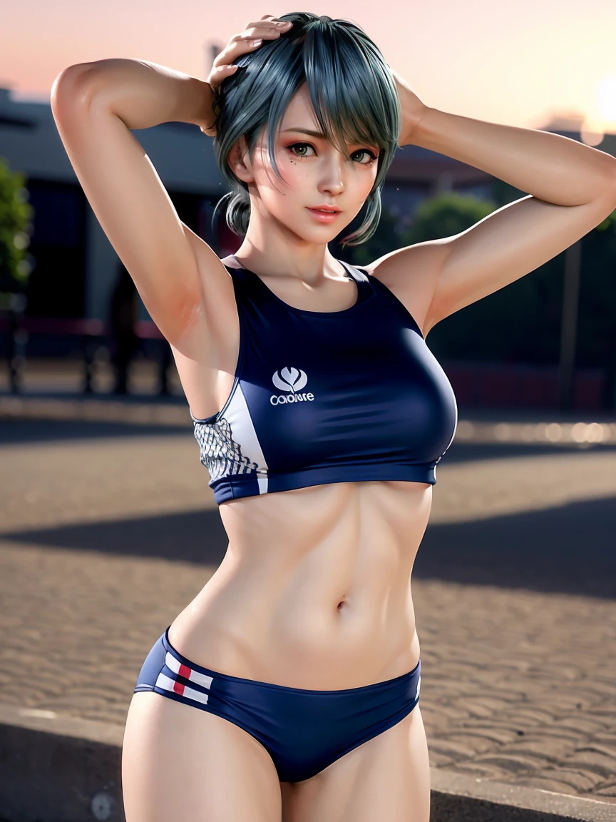 white tennis uniform, (white pleated skirt:1.3), (white buruma:1.2), dynamic pose, dynamic angle, tennis court, masterpiece, best quality, high resolution, 4k, ultra high resolution, highly detailed, highly detailed, beautiful eyes, beautiful hair, beautiful side, beautiful skin,shiny skin,good hands,,curvy,large breats,tamaki,(Mole under left eye),Cosmic eyes