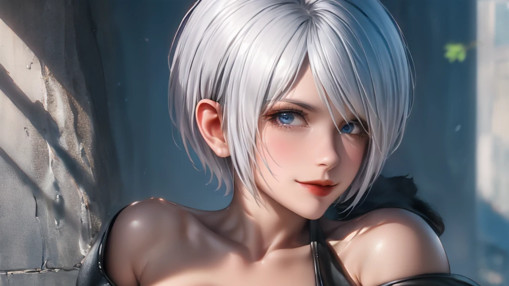 30 year old woman, alone, alone, athletic, short white hair, sexy look, full body on right side of image, looking at viewer, cinematic, ultra sharp focus, award winning photography, perfect contrast, high sharpness, depth of field, ultra detailed photography, global illumination, fluid, ultra high definition, 8k, Unreal Engine 5, ultra sharp focus, award winning photography, art season trends,
