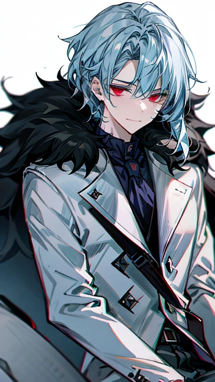 {{{{masterpiece}}}}, {{{very detailed}}}, {{{High resolution}}}, {{excellent anatomy}}, (((highest quality))), dottore, 1boy, light blue hair, fur-trimmed coat, white coat, male focus, blood on clothes, blood, sitting, solo, detailed face, looking at viewer, potrait, upper body, dark, night, moon, forest, (masterpiece:1.2, best quality)