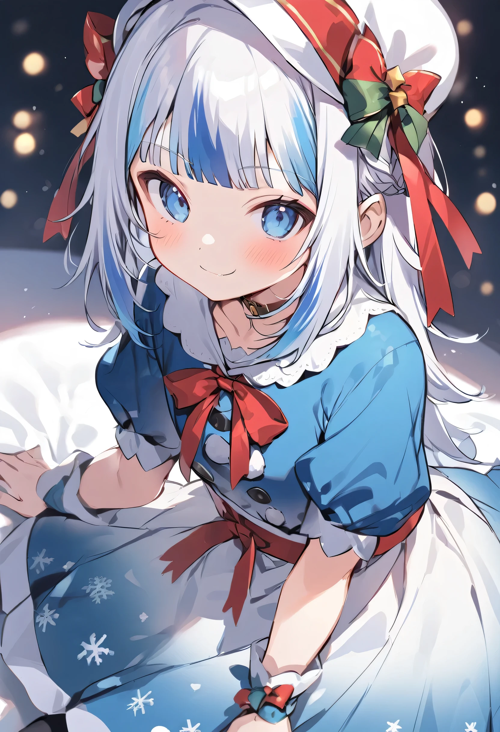 gawr gura from hololive but christmas themed and in a christmas outfit, Gawr Gura