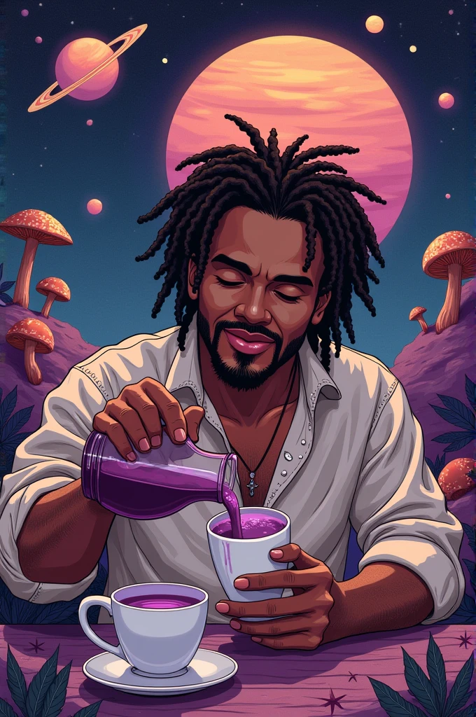 Drinking lean while rapping and in space
