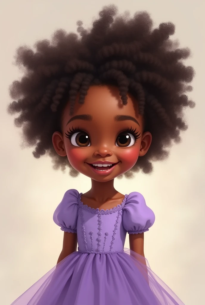 Little black baby girl with purple dress drawing