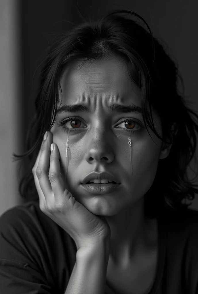 A woman crying 