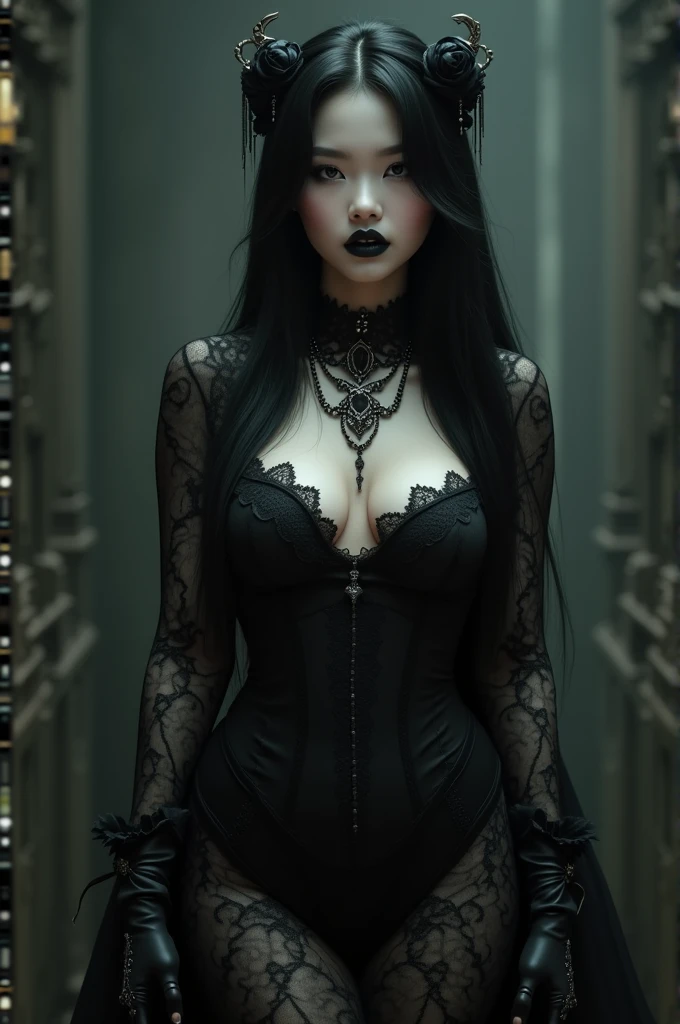 realistic painting...gothic young woman...