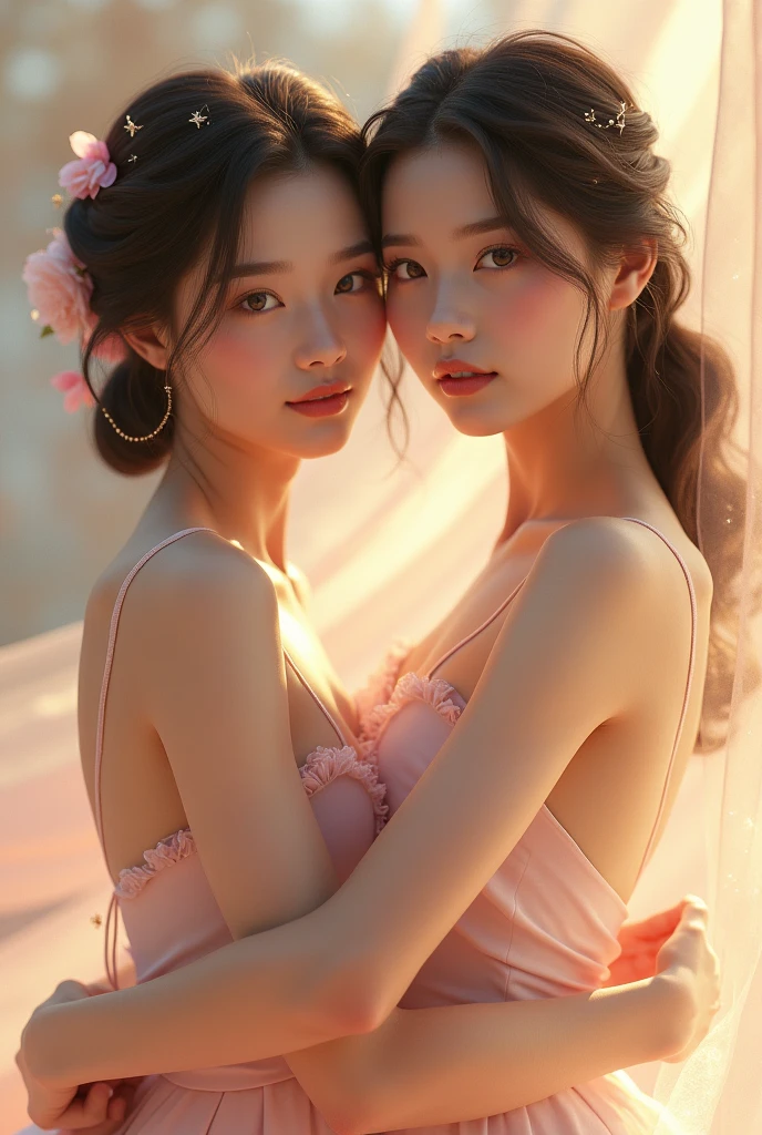 (((group_squeez, group_mf, multiple girls, group portrait, 3 girls, women together))), ((18 yo, close-up, portrait, detailed face)) , fit , (young) , beautiful , (((pale skin, wavy blonde hair))), (((tight white sweater t-shirt, busty cleavage, dreamy, loving stare, bright magical fairytale fantasy atmosphere, sexy))), flowers in hair, surrounded by flowers, happy, playful, ((large soft heavy breasts)), in love, ((((magical mist energy, hair flower)))), ((blush, pretty, elegant, oil painting, classic painting, cute, youthful, teen, teenager)), ((((tight t-shirt))))