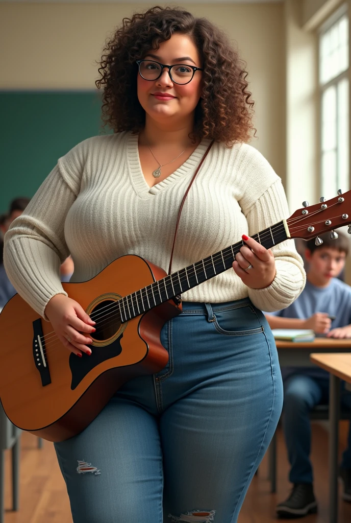 Plus Size Woman Playing Musical Organ