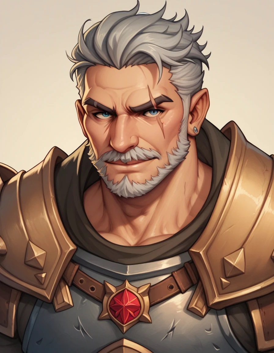 a steely glaze of a grizzled warrior