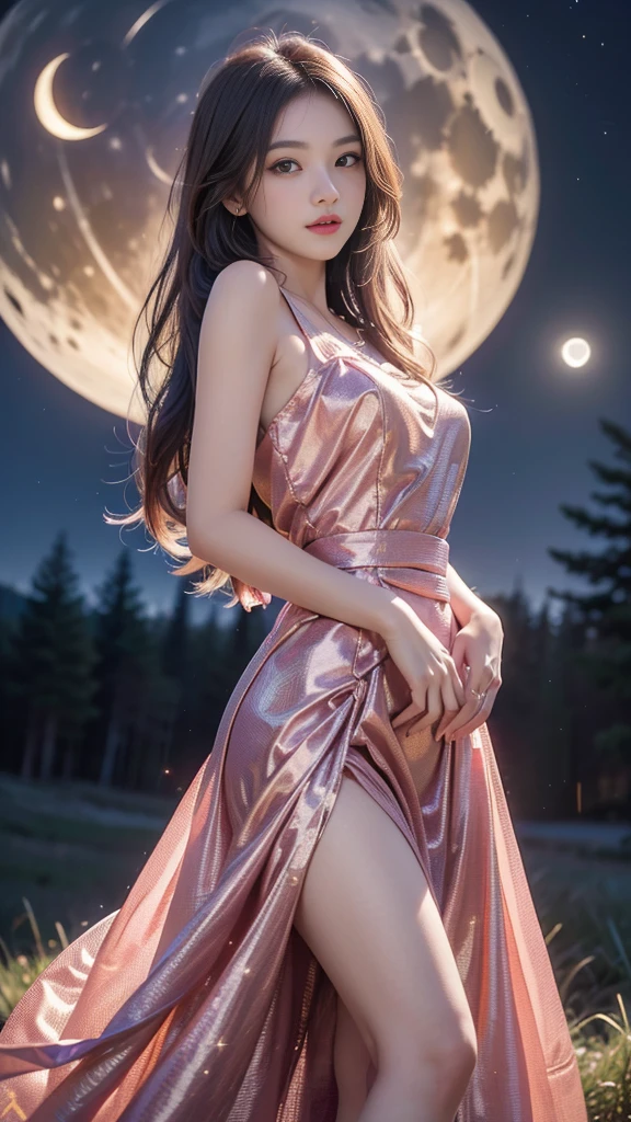 (8kで、Live Shooting、Top quality、Real、Photorealistic、Professional Lighting、masterpiece、Very delicate and beautiful、Extremely detailed、Fine details、Super detailed、High resolution、Beautifully detailed face、bangs、Brown Hair、 Fair skin:1.2, Sexy beauty:1.1, (RAW shooting, フォトReal:1.5, 8k, Highest quality, masterpiece, 超High resolution),(RAW shooting:1.2)、(Photorealistic:1.4)、(masterpiece:1.3)、(Highest quality:1.4)、(Beautiful woman with perfect body:1.4)、(Very very beautiful:1.2)、(((masterpiece:1.4, Highest quality:1.4, 8k, 超High resolution, Physically Based Rendering))), Full body portrait, Super beautiful sexy woman, Perfectly shaped body, 20-year-old, (Large eyes with great detail),  Fine thin eyebrows, Eye highlights, (Super straight brown hair, bangs, A strong wind is blowing her hair away:1.4), Highly detailed face and skin texture, Clear focus:1.2, Slender beauty:1.4, ((Huge breasts:1.6, Exposing breasts, Erect nipples:1.2)), Slim Abs:1.1, Tight waist:1.2, Distinct facial features, (No makeup), (((Metallic purple revealing dress, Side bust:1.4, Glitter, Dress Lift:1.4, Exposed, Long and beautiful legs))), Wet body, (((detailed beautiful Exposed:1.4, pubic hair:1.5, Cum in pussy:1.5, A milky  drips from her pussy down to her thighs.:1.5, Spread:1.2, Touching the pussy:1.1))), (smile:1.3, blush:1.2, lift her chin:1.2, Open your mouth, Sticking out tongue:1.2 ), (View your viewers:1.1), (Spread your legs on the surface of the Uyuni Salt Flats:1.4, Camel Toe), (Night view), (Incredible starry sky:1.2), (A starry sky reflected in the Uyuni Salt Flats:1.3), ((The starry sky is reflected on the beautifully clear water.)), 