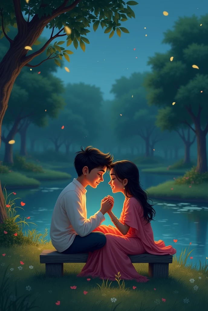 Beautiful southindian couples. Romantic sitting. Illustration image. Romantic look and smile