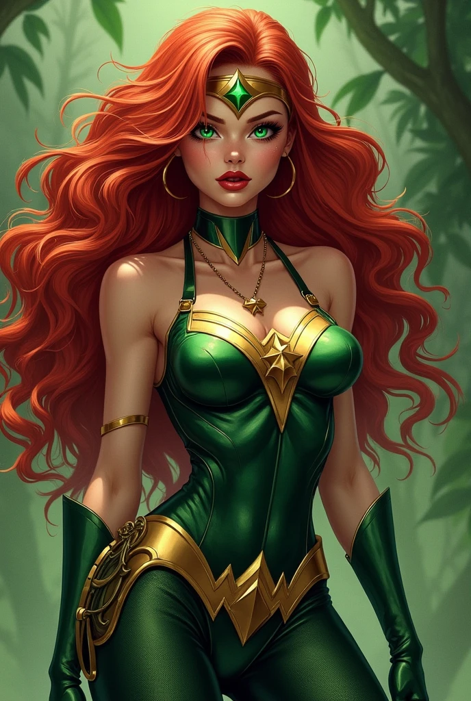 Vampiress, African American, Queen of Dracula, Bridgerton style, Regency era in England translucent and iridescent green gown, Elena, long curly red hair, pale brown skin, curvey build and golden brown eyes, insanely detailed matte painting with rough paint strokes and textures, a painting of an red haired woman, by John Howe, Alan Lee, Boris Vallejo, Julie Bell, Todd Lockwood