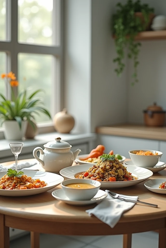 A bowl of crayfish noodles on the table in a gold plate and green blue ceramic bowl. The food photography is in the style of Anhui photographer Zhang Jingna. Gold cutlery and a wine glass are next to it on a dark red background wall. The interior design has a minimalist style with green details for embellishment. The atmosphere is highend with photography at a magazine level, in high resolution with super detail.