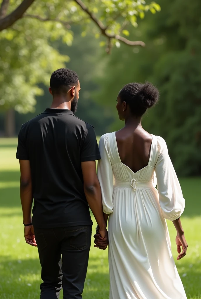 Romantic scene of couple kissing in the park, leaning against a tree, um homem ((30 anos,pele brown, com cavanhaque, buzz cut)) E mulher ((americana, 25 anos, pale skin and freckles, olhos cinzas, nariz delicado, soft and delicate lips, cabelo blondie cinza longo e ondulado)), ultrarrealista HD altamente renderizado fotorrealista, luz natural do dia, Fuji Camera