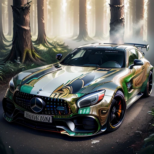 MarblingAI Mercedes-Benz AMG gtr in forest