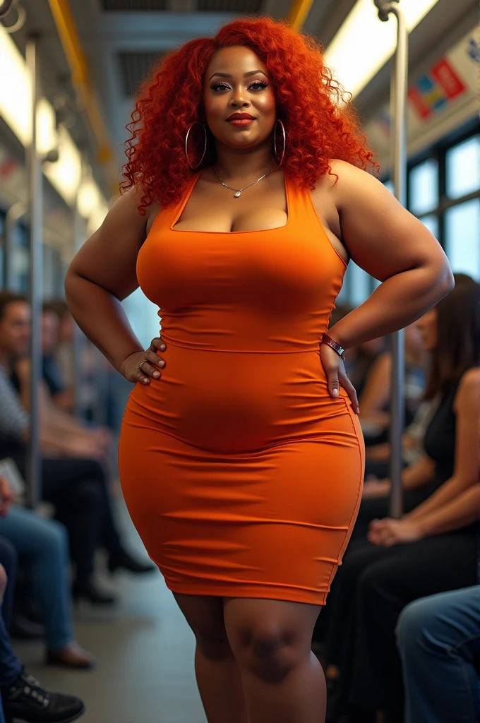 (photorealism:1.2), full body portrait of lighter skin black woman with short curly blonde hair, big boobs and thick juicy buttox