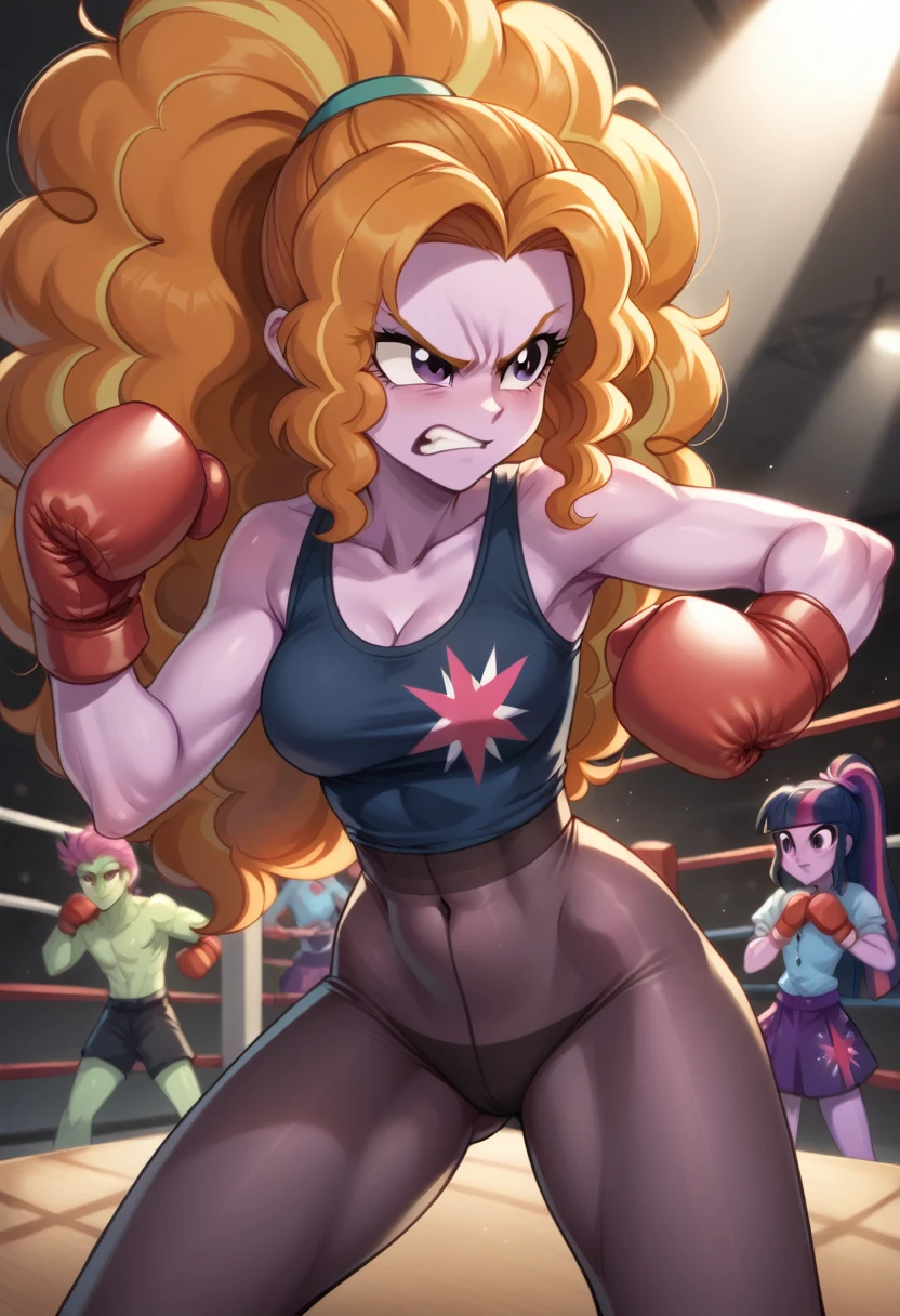 Eqg in  adagio . bodystocking she is Angry  boxing in ring.  Twilight sparkle comic 