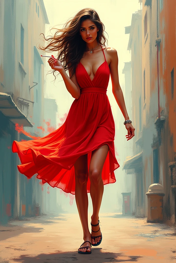 ((masterpiece)), (best quality), (cinematic), An ultrafine detailed oil painting in style of Joseph Christian Leyendecker, high heels magazine cover, 1girl, milf, mature woman, celebrating, full body, modern, sexly style, large breasts, big eyes, long thick eyelashes, cleavage, full lips, sexy cheeks, long thick hair, high ponytail, accessories, style of Joseph Christian Leyendecke,