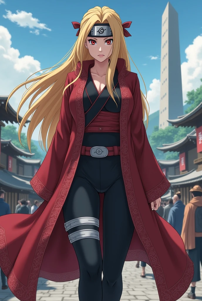 Realistic, (4K), Depth of written boundary, (masterpiece), (Realistic skin texture), Very detailed, Complex, Super detailed, Professional photography, Bokeh, High resolution, Sharp details, highest quality, girl, Long Hair, Blonde, ponytail, blue eyes, White tank top, (Samurai Armor), gloves, Put your knees on your chest , Dynamic pose,  Open Highway, Empty road, Happy, Stand in the middle of the road, Dawn, Japanese architecture,(topless some times:1.1),