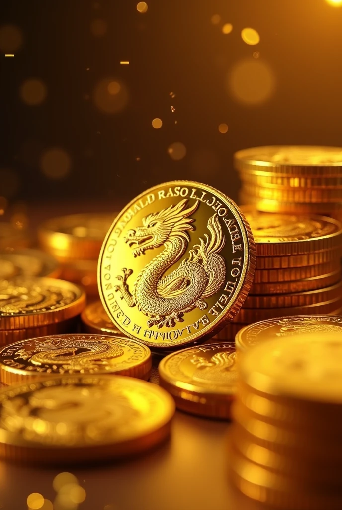 Pile of gold, Gold coins, ((china dragon)), Gold coins이 하늘에서 쏟아진다. Dazzling golden, golden light, The Golden Box, Gold Coin,