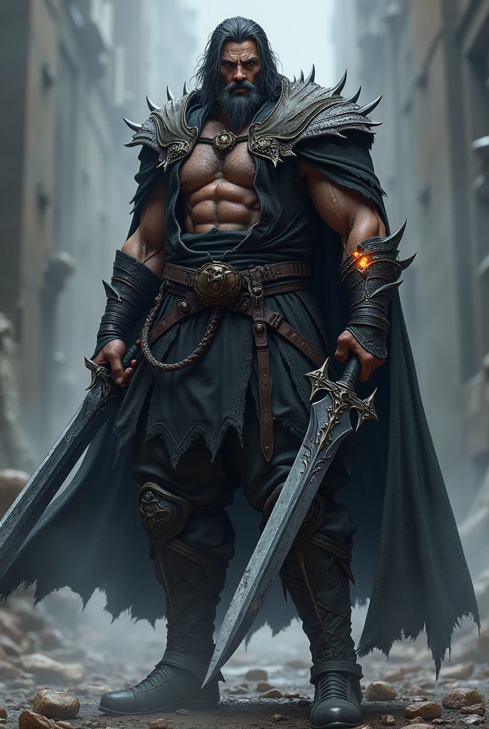 holding a weapon in his hand