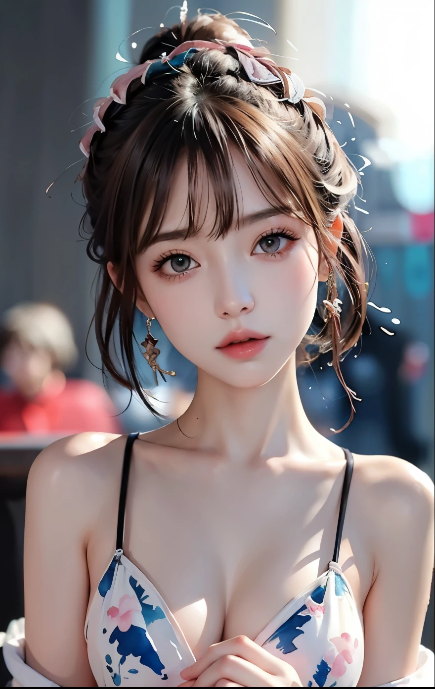 Realistic photos, 8k、(((Blurred background、Watercolor style background)))、A girl、１６talent、anatomy、Light pink eyes、#11: Loose Low Ponytail、Light pink hair、Small Breasts、Black open collar dress、Transparent lace dress、translucent、Random pose、best quality、high resolution、high resolution、Light、Professional photographer、(masterpiece:1.5)、(best quality:1.5)、(8k:1.2)、(Very detailed:1.2)、(Practical:1.2)、(超high resolution:1.2)、(Highly detailed and Practical skin:1.2)、(Very detailed and clean sharp eyes:1.2)、(Three women sentenced to prison.:1.5)、(Violent sex with multiple men:1.6)、(Overflowing love juice:1.4)、(Once the hiccups:1.5)、rest、(20-year-old woman weight loss:1.3)、(Beautiful eyeliner)、(Beautiful eye shadow)、natural lip color、rest、(White transparent thin underwear:1.2)、（White lace underwear：1.2）、rest、(Long shoulder-length white hair:1.8)、(flat chest：1.8)、（Underwear was torn by many people:1.5）、（The underwear was torn:1.6）、（Shredded panties:1.8）、（（Half naked:1.8））、Not even a ray.、(I&#39;I twitch:1.6)、(blush:1.2)、(ecstasy:1.6),(ending:1.2),(Vulgar:1.2),(stupid:1.2),(steam:1.5),(trembling:1.8),(Tears:1.2),(Slobber:1.5),(Sweat:1.4),(Roll your eyes:1.6)、（The underwear was torn in the middle by multiple people：1.5）、（The underwear is torn in the middle：1.8）、（soak：1.2）、（Multiple people take turns：1.5）、（Overall damage to underwear：1.2）、（Chest compressions：1.5）、（The underwear was torn in many places：1.8）、（Torn from top to bottom.：1.2）、（Extensive exposure of genitals：1.8）、（Showing female pink genitals：1.8）、（Exposing breasts：1.8）、（Torn from top to bottom.Exposing body parts：1.8）、（Torn from top to bottom.Exposing the skin of the body：1.2）、（The underwear was torn in many places on the upper body：1.5）、（Exposing breasts：1.5）、（Many people have seen：1.5）、（body fluid：1.5）、（Being touched by many people：1.2）、(Very small：1.3)、(Very small nipples：1.3)、Ultra high definition, Textured skin, Very detailed, 