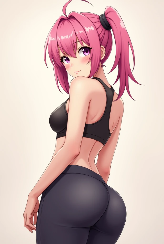 1Woman、(Milim Nava of Tensura), When reincarnated, I was a slime character(naked girl)、masterpiece、superior quality、accurate、animesque、child Demon King、Aimei、beautiful and detailed blue eyes、pink hair、(tail twin, ((devilish smile)), very short black bikini、medium breasts、True to the original、((barefoot)), (muscular belly), ((beautiful muscular legs)), ((thick legs)), in the bedroom ( ((showing her ass to me))), (((standing)))