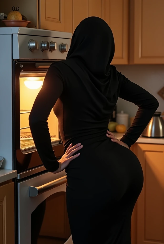 (HDR), (ultra realistic), Hijab girl big ass, semi naked, kissing a boy,