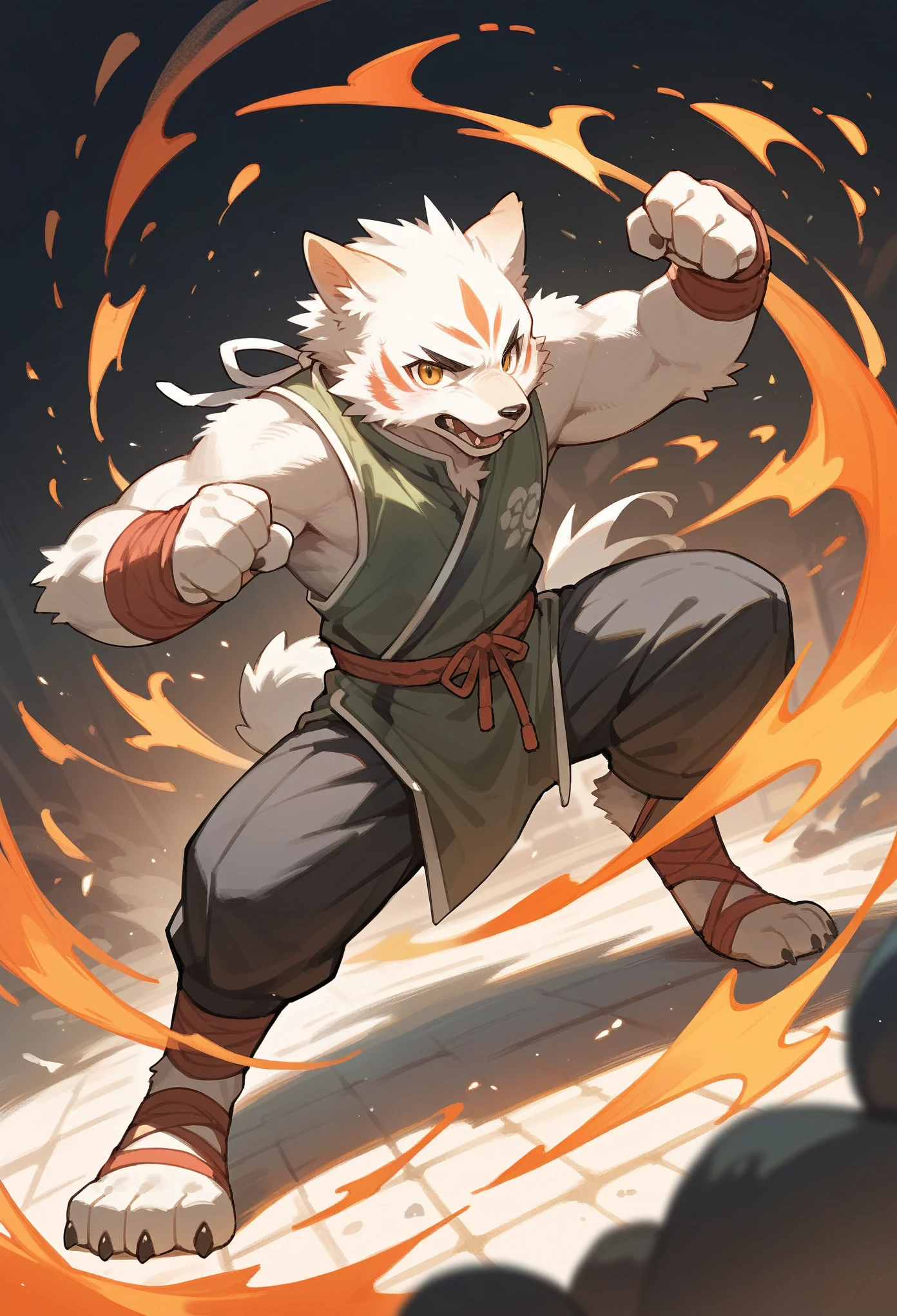 social game, unit illustration, fighting pose, fantasy, 1boy, solo, furry, kemono, detailed body fur, full body,