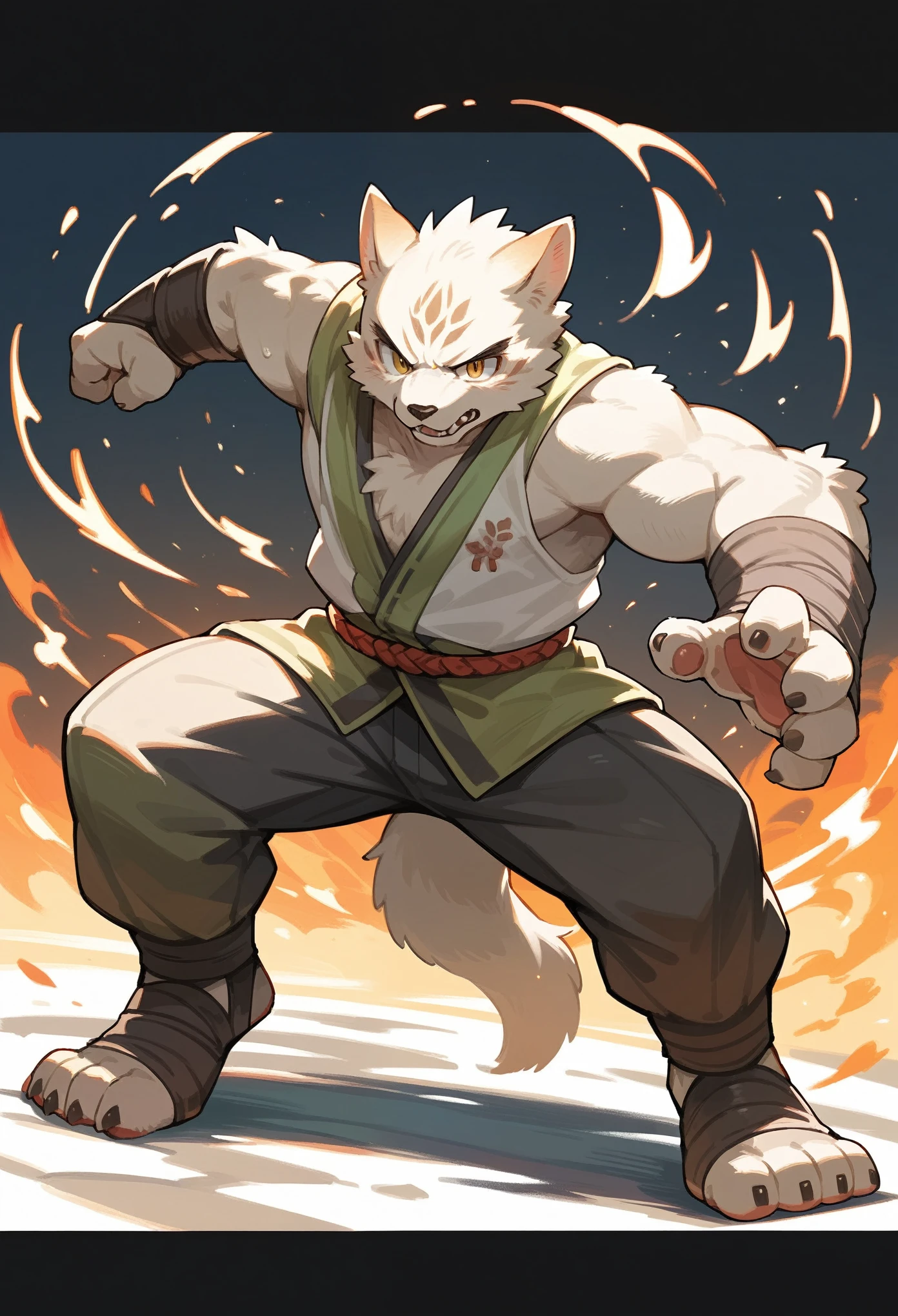 social game, unit illustration, fighting pose, fantasy, 1boy, solo, furry, kemono, detailed body fur, full body,