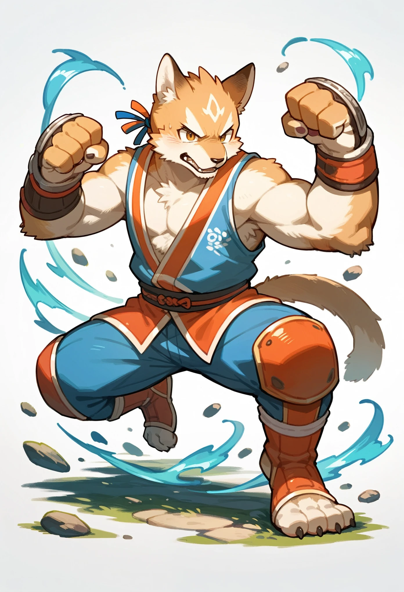 social game, unit illustration, fighting pose, fantasy, 1boy, solo, furry, kemono, detailed body fur, full body,