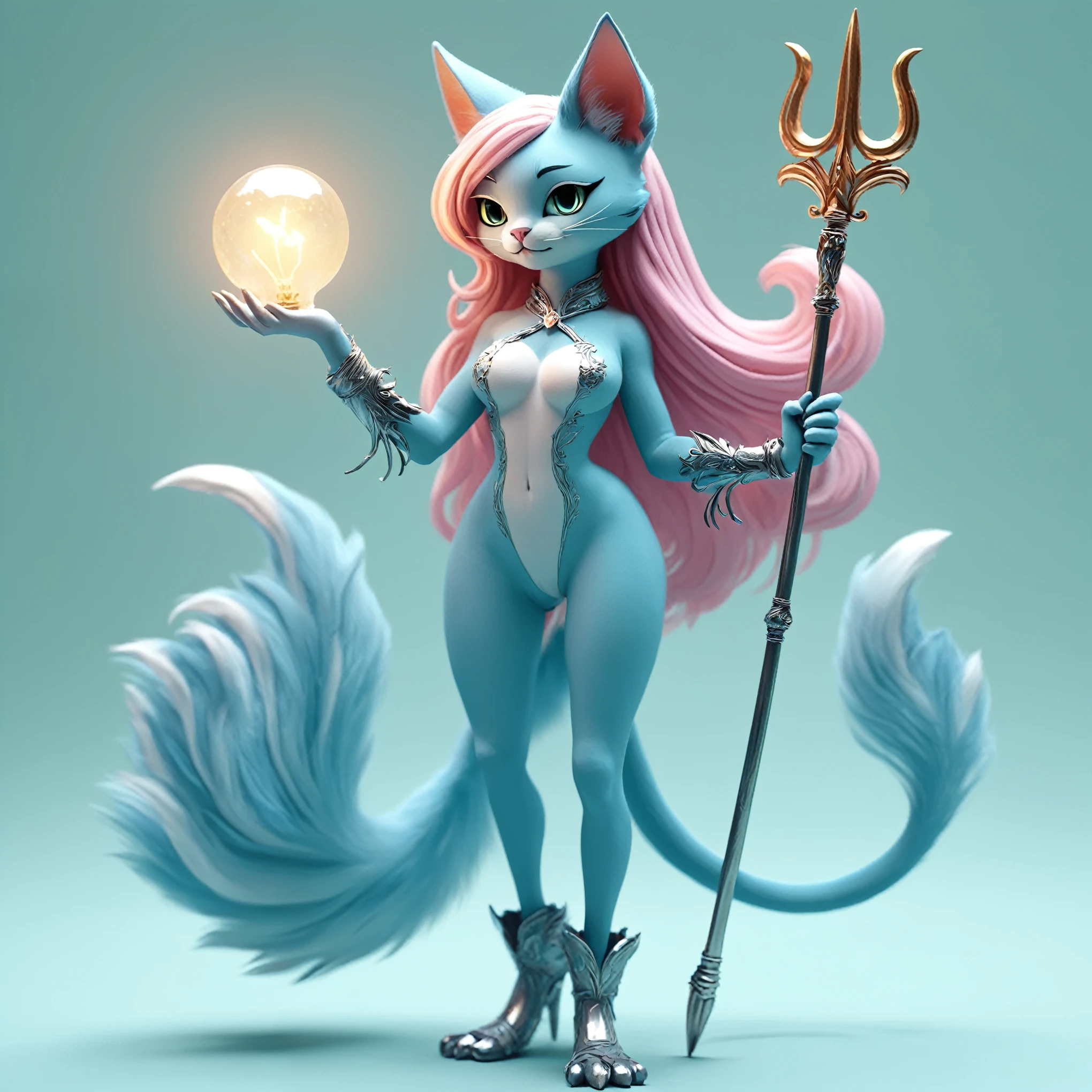 a close up of a cartoon cat with a light on her head, furry fantasy art, digital fantasy character, popular on sketchfab, attractive cat girl, deviantart artstation cgscosiety, Artstation, anthropomorphic female cat, anthro cat, 3 d render stylized, as seen on artstation, female fursona