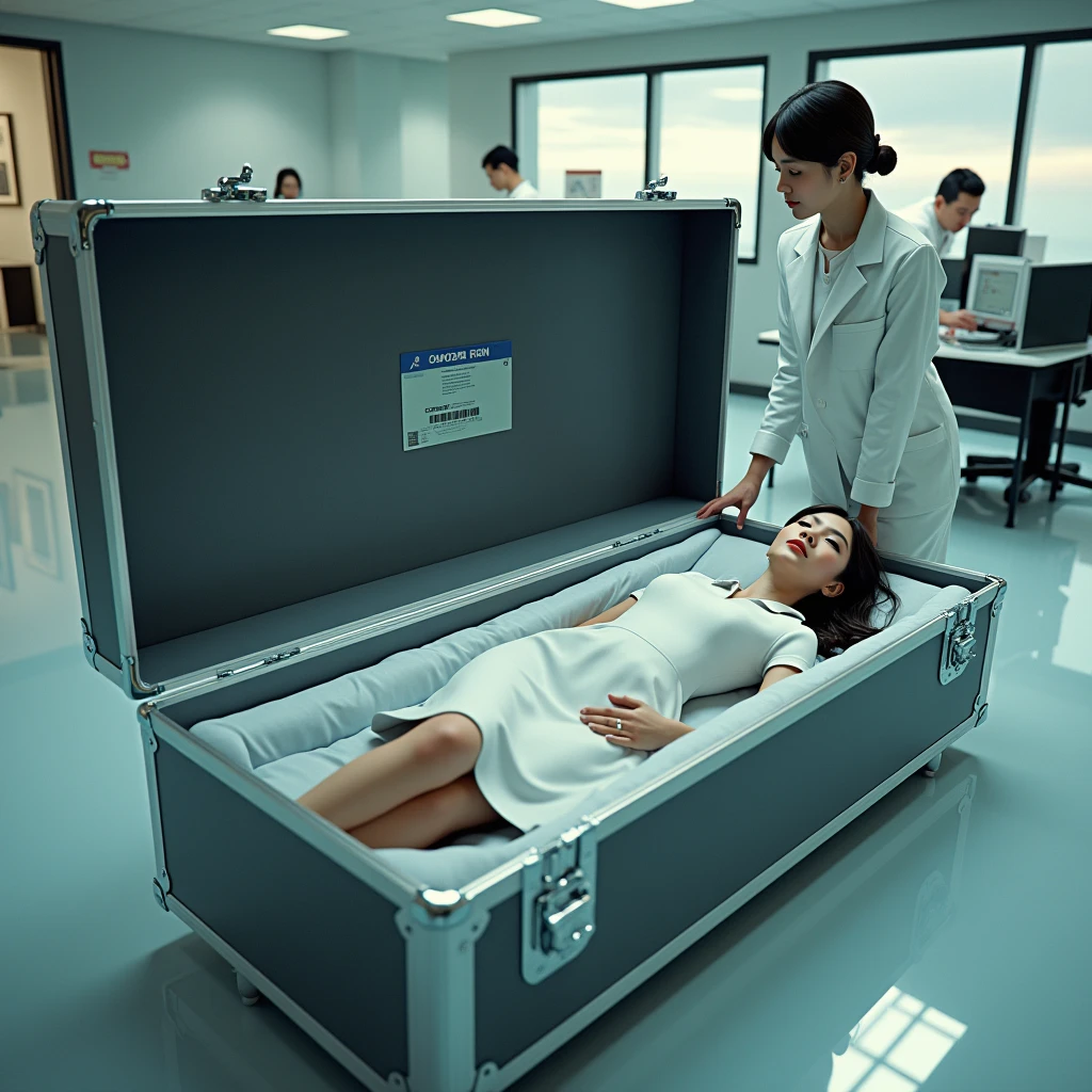 8K high resolution、Hyper reality photography:1.44,Realistic、masterpiece:1.55、In a modern examination room、Busty female doctor in a white coat、Scene of a doctor examining a sexy female patient sitting on an examination table with her cleavage exposed。The examination room is clean and bright、Fully equipped with the latest medical equipment。The doctor is friendly and has a cute face.、Talk to the patient。The patient is lovely and relaxed..、Listen to the doctor'Words of。